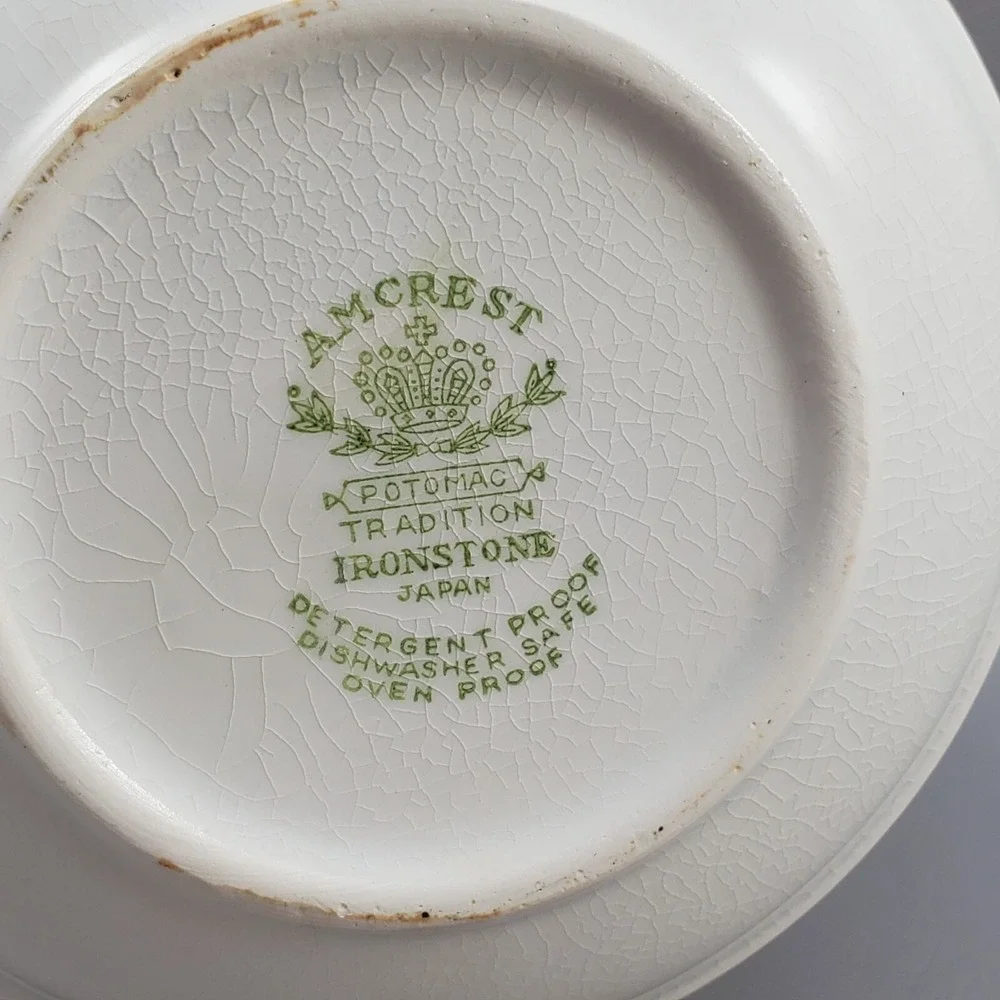 Amcrest Potomac Teapot Ironstone White BlueGreen Design 1960's MCM Japan Vintage
